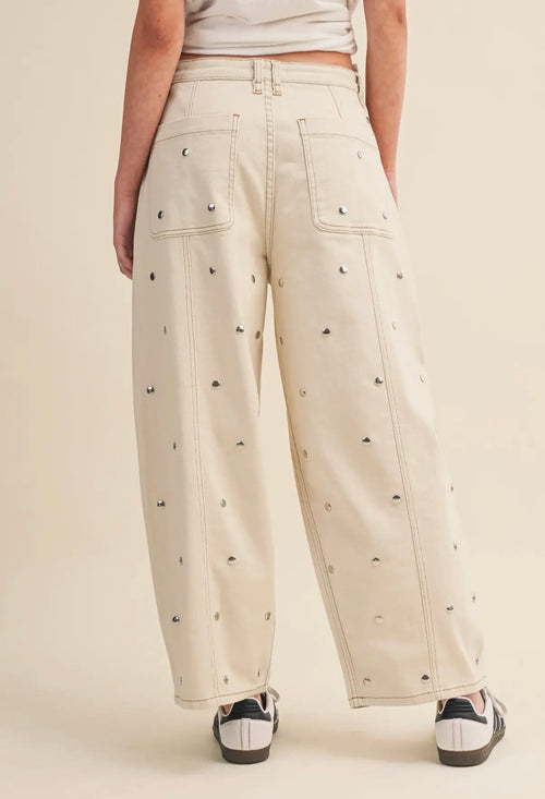 Champagne Stud Wide Leg Jeans